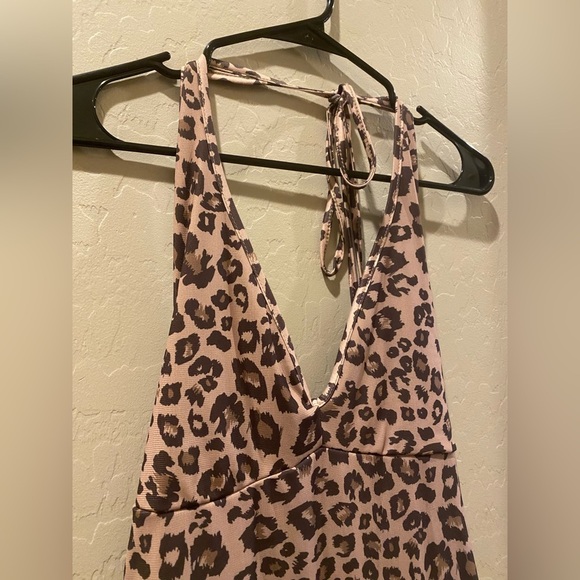 Leopard Print Halter Dress - Picture 2 of 6